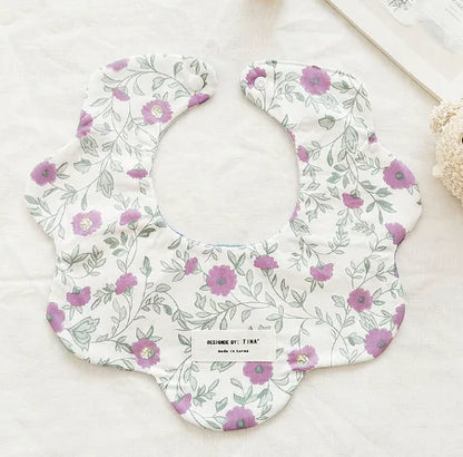 Double-Sided Floral Baby Bibs and Burp Cloths Set