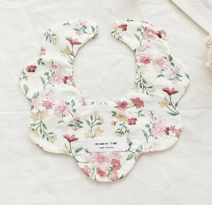 Double-Sided Floral Baby Bibs and Burp Cloths Set