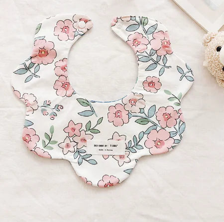 Double-Sided Floral Baby Bibs and Burp Cloths Set