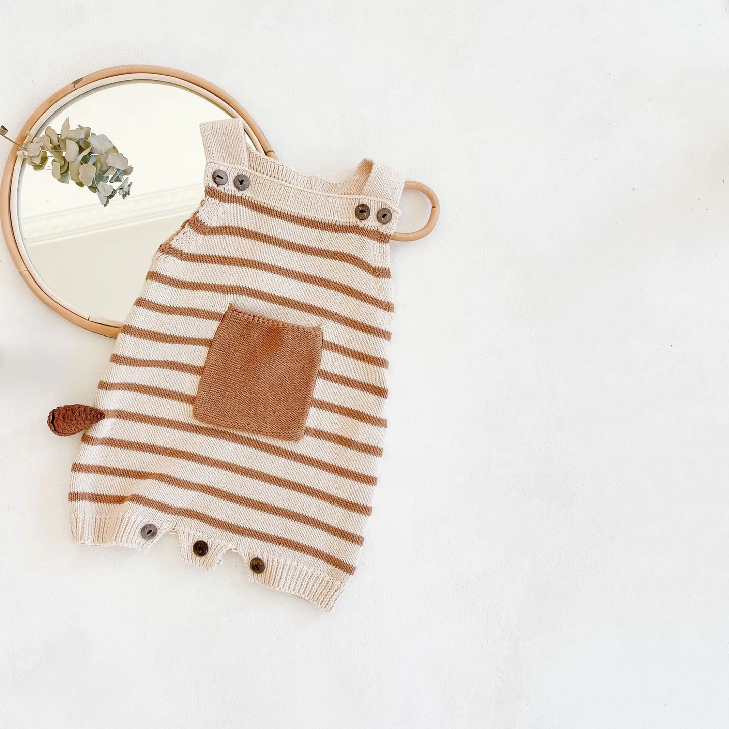 Autumn Pocket Striped Knitted Wool Baby Jumpsuit