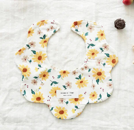 Double-Sided Floral Baby Bibs and Burp Cloths Set