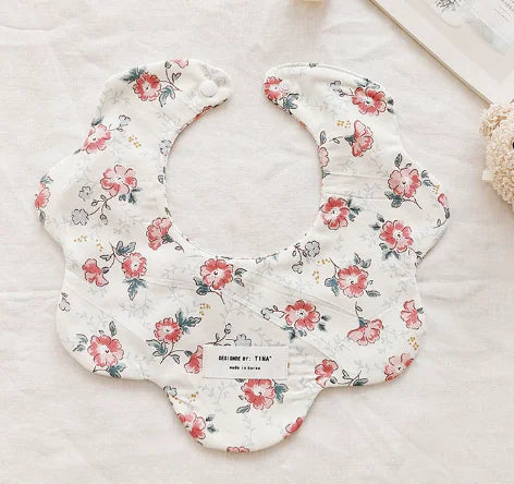Double-Sided Floral Baby Bibs and Burp Cloths Set