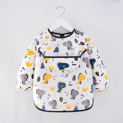 Waterproof Cotton Bib for Kids - Long Sleeve Feeding Apron
