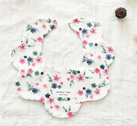 Double-Sided Floral Baby Bibs and Burp Cloths Set