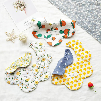 Double-Sided Floral Baby Bibs and Burp Cloths Set