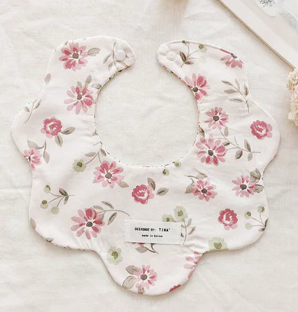 Double-Sided Floral Baby Bibs and Burp Cloths Set