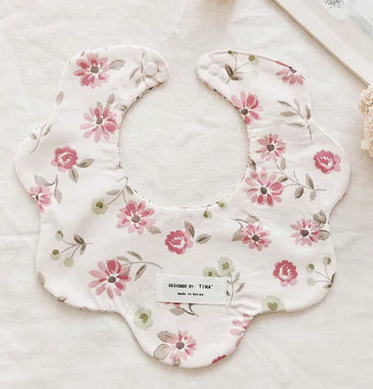 Double-Sided Floral Baby Bibs and Burp Cloths Set