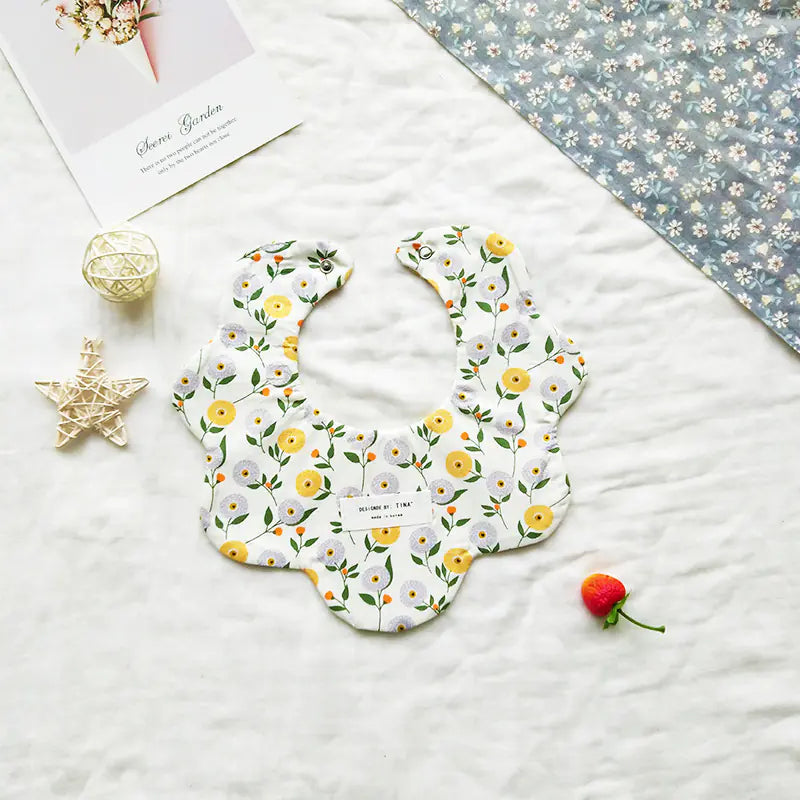 Double-Sided Floral Baby Bibs and Burp Cloths Set
