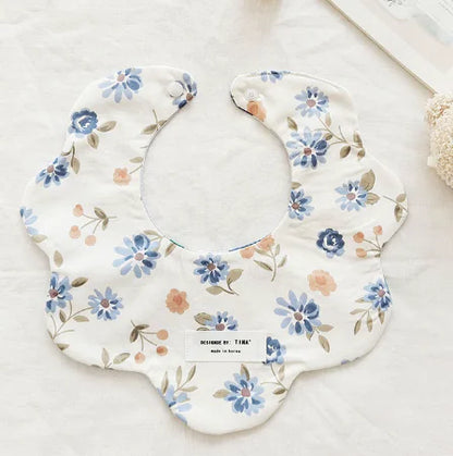Double-Sided Floral Baby Bibs and Burp Cloths Set