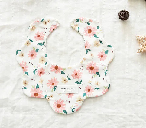 Double-Sided Floral Baby Bibs and Burp Cloths Set