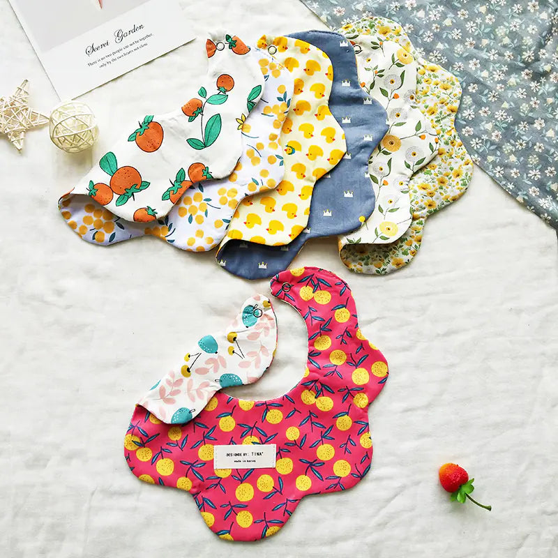 Double-Sided Floral Baby Bibs and Burp Cloths Set