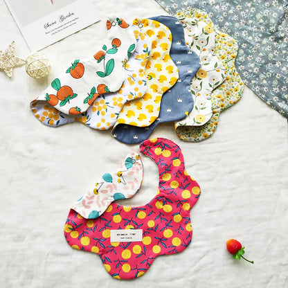 Double-Sided Floral Baby Bibs and Burp Cloths Set