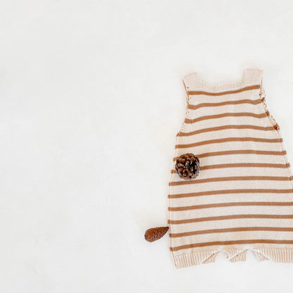 Autumn Pocket Striped Knitted Wool Baby Jumpsuit