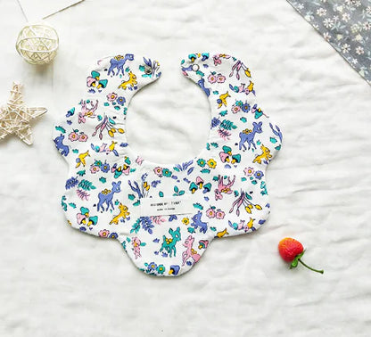 Double-Sided Floral Baby Bibs and Burp Cloths Set